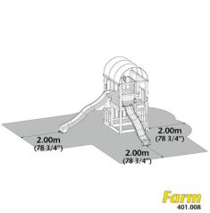 Dětské hřiště Jungle Gym Farm - rozměry dopadových ploch