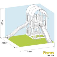 Dětské hřiště Jungle Gym Farm - rozměry hrací sestavy