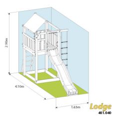 rozměry pro dětské hřiště Jungle Gym Lodge 