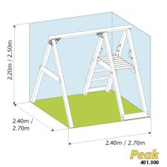 rozměry konstrukce dětské houpačky se skluzavkou Jungle Gym Peak