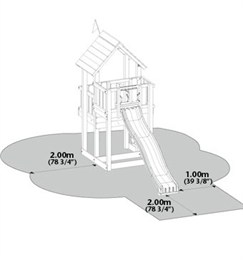 dětské hřiště Jungle Gym Cubby - doporučené dopadové plochy